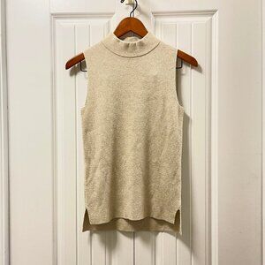 Banana Republic Sleeveless Shimmer Mock Neck Knit Top Beige – XS
